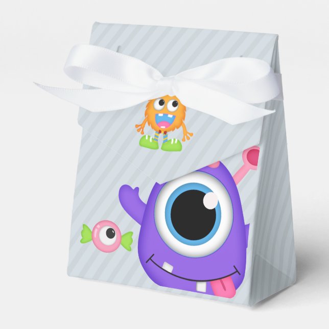 Little Monster themed Birthday Party Guest Favor Boxes (Front Side)
