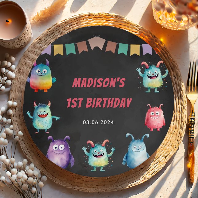 Little Monster Themed Birthday Party Paper Plates (Creator Uploaded)