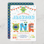 Little Monster themed boy 1st birthday Invitation<br><div class="desc">1st Birthday cute little monster party chalkboard Invitation</div>