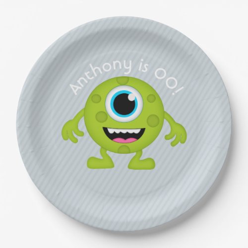 Little Monster themed Boy Party personalized Paper Plates