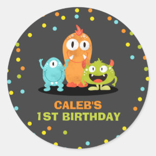 Little Monster Topper Envelope Seal Boy Birthday