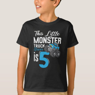 Little monster truck Driver 5th Birthday T-Shirt