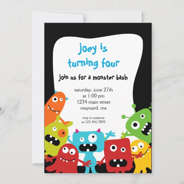 Little Monsters Birthday Invitation (Front)