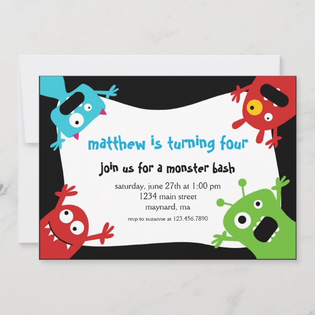 Little Monsters Birthday Invitation (Front)