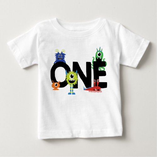 Little Monsters Boy First Birthday Outfit Baby T_Shirt