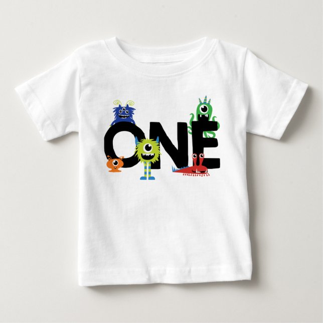 Little Monsters Boy First Birthday Outfit Baby T-Shirt (Front)