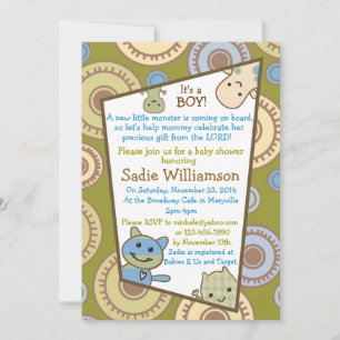Little Monsters Christian Baby Shower Invitation