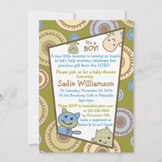 Little Monsters Christian Baby Shower Invitation