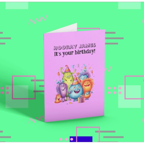 Little Monsters Kids Birthday  Card