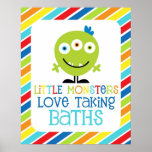 Little Monsters Love Taking Baths Children&#39;s Print at Zazzle