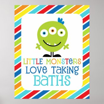 Little Monsters Love Taking Baths Children's Print by brookechanel at Zazzle