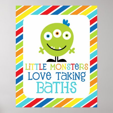 Little Monsters Love Taking Baths Children's Print