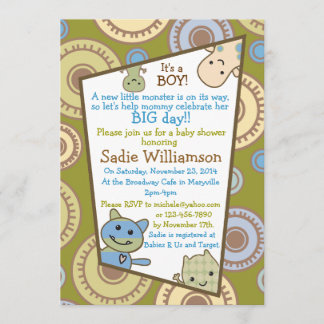 Little Monsters Peeking Baby Shower Invitation