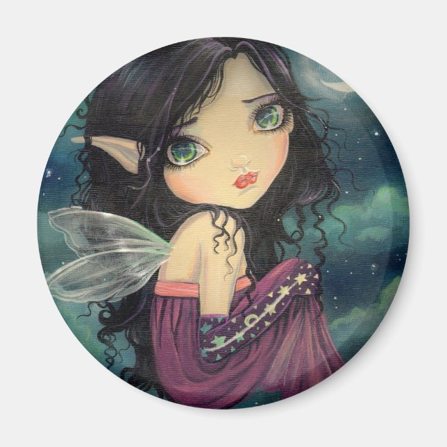 Little Moon Big-Eye Fairy Fantasy Art Magnet (Front)