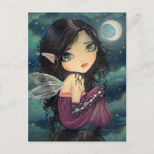Little Moon Gothic Big-Eye Fairy Art Postcard (Front)
