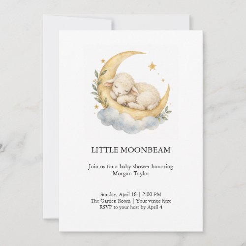 Little Moonbeam Lamb Baby Shower Invitation