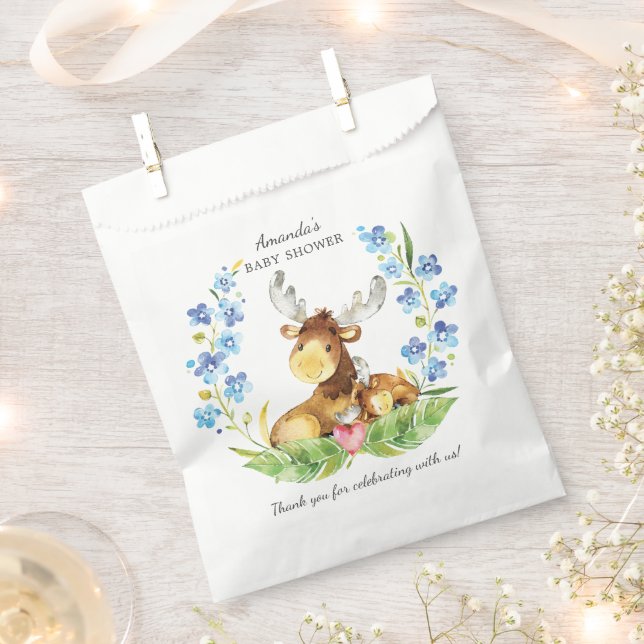 Little Moose Baby Shower Favor Bags (Clipped)