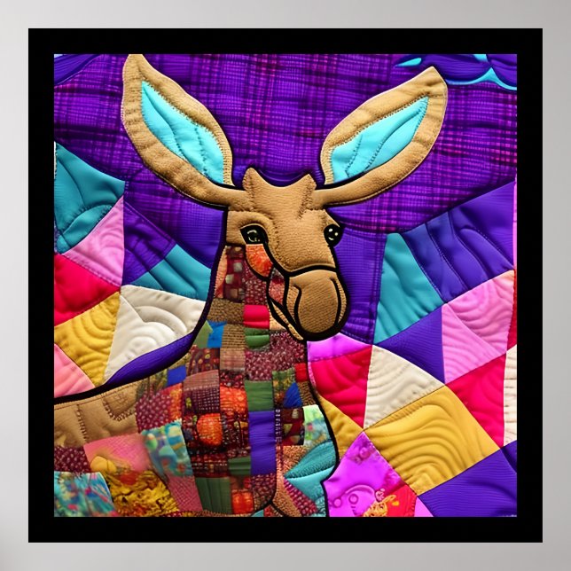 Little Moose Calf Quilt Like Design Poster (Front)
