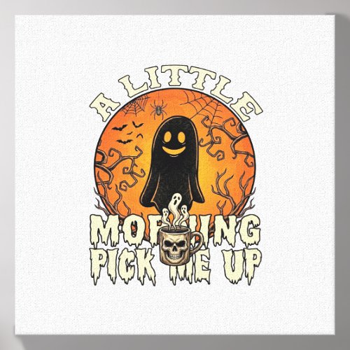 Little Morning Pick Me Up Halloween Ghost Skull Mu Canvas Photo Tile