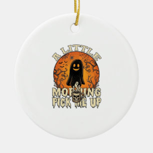 Little Morning Pick Me Up Halloween Ghost Skull Mu Ceramic Ornament