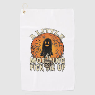 Little Morning Pick Me Up Halloween Ghost Skull Mu Golf Towel
