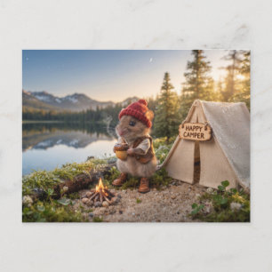 Little Mouse Camping by a Mountain Lake Postcard