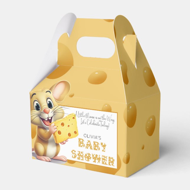 Little mouse in cheese Baby Shower Favor Boxes (Front Side)