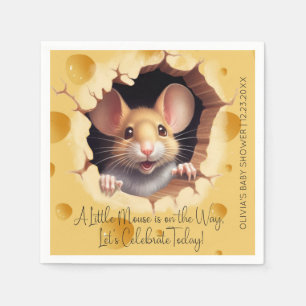 Little mouse in cheese Baby Shower Napkins