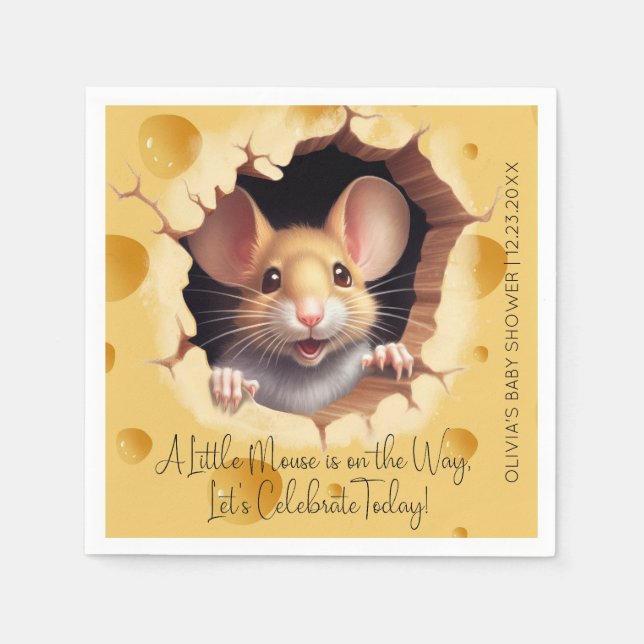 Little mouse in cheese Baby Shower Napkins (Front)