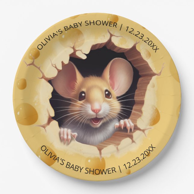Little mouse in cheese Baby Shower Paper Plates (Front)
