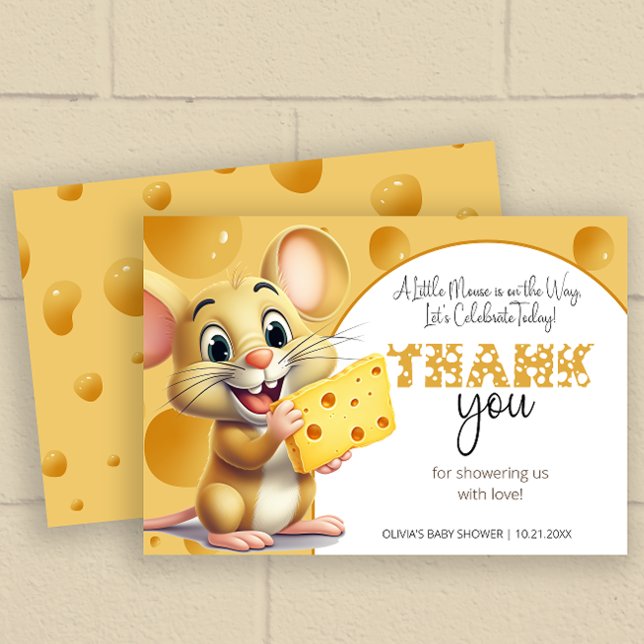 Little mouse in cheese Baby Shower Thank you Card (Creator Uploaded)