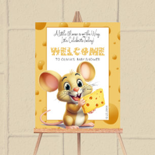 Little mouse in cheese Baby Shower Welcome Foam Board