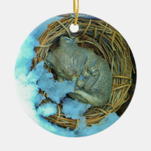 Little mouse in the snow ceramic ornament