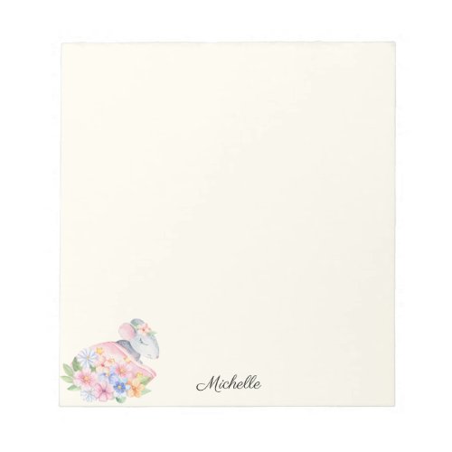 Little Mouse Sleeping Floral Notepad YOUR Name