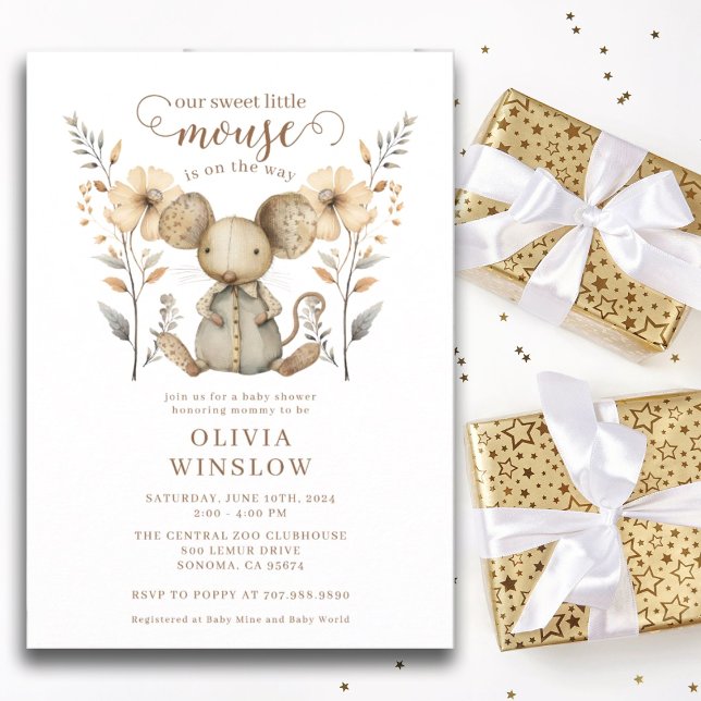 Little Mouse Watercolor Baby Shower Invitation (Creator Uploaded)