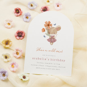 Little Mouse Wild One Boho Wildflower 1st Birthday Invitation