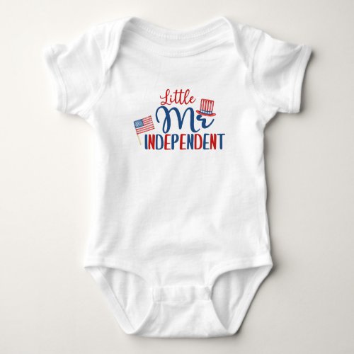 Little Mr Independent 4th of July Baby Bodysuit