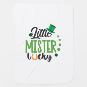 Little Mr. Lucky Clover St. Patrick's Day Quote  Baby Blanket