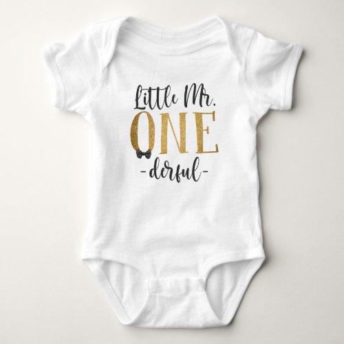 Little Mr One Derful 1st Birthday Baby Bodysuit