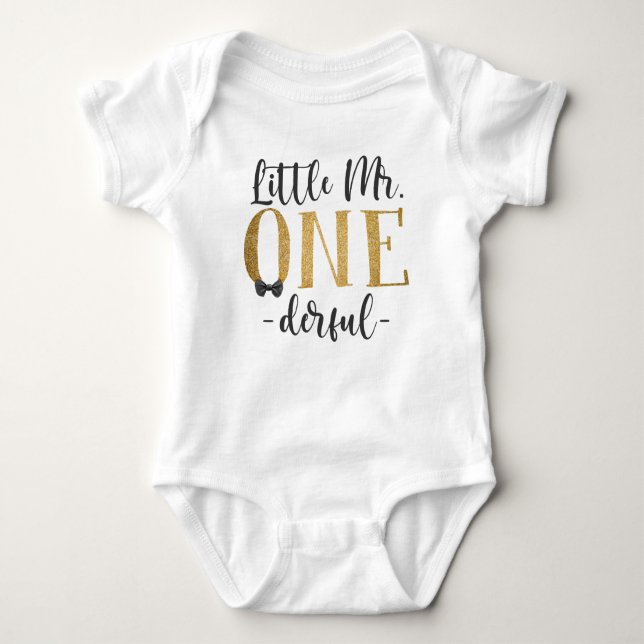 Little Mr. One Derful 1st Birthday Baby Bodysuit (Front)