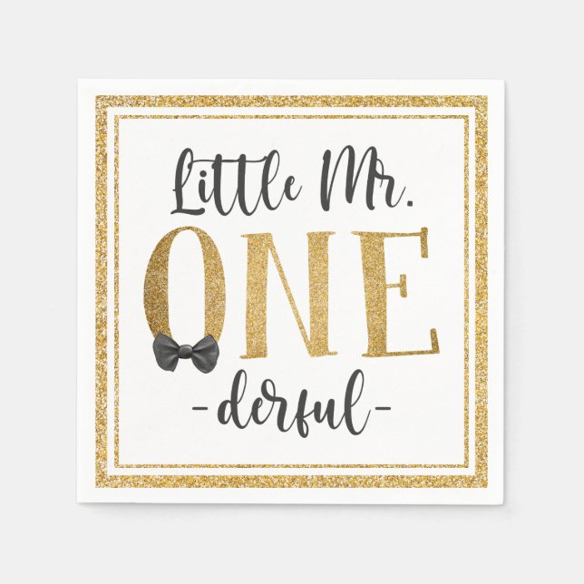 Little Mr. One Derful 1st Birthday  Napkins (Front)