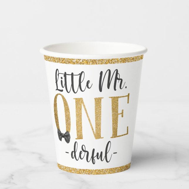 Little Mr. One Derful 1st Birthday Paper cup (Front)