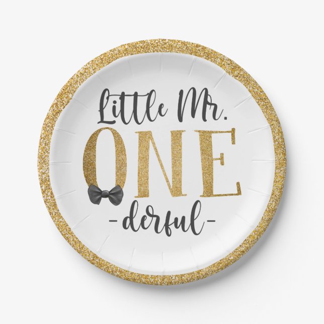 Little Mr. One Derful 1st Birthday Paper Plates (Front)
