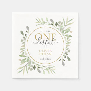 Little Mr ONEderful Elegant Boy First Birthday Napkins