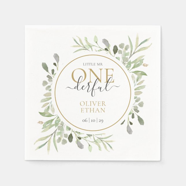 Little Mr ONEderful Elegant Boy First Birthday Napkins (Front)