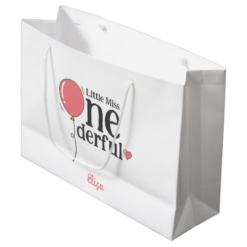 Little Mr Onederful Happy Birthday Pink Large Gift Bag