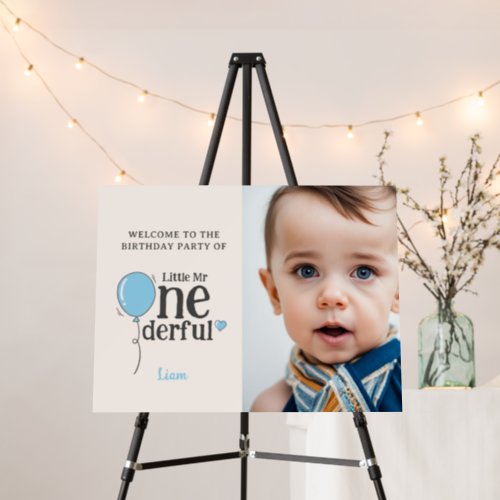 Little Mr Onederful Welcome Sign with Photo
