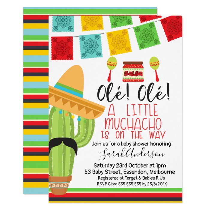 little muchacho fiesta baby shower invitation  zazzle