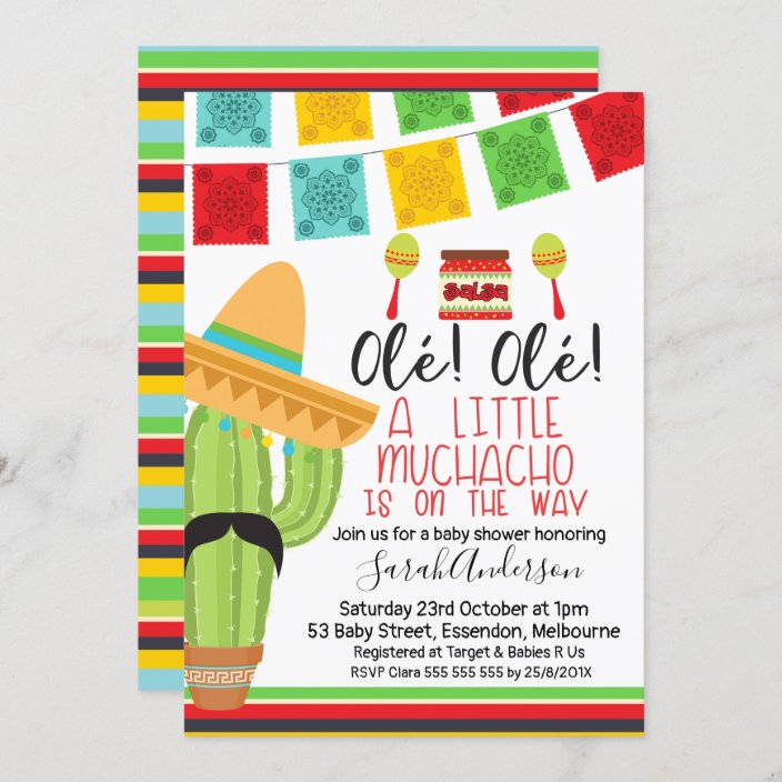 Little Muchacho Fiesta Baby Shower Invitation Zazzle Com