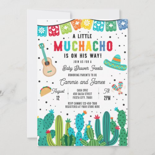 Little Muchacho On The Way Boy Fiesta Baby Shower Invitation